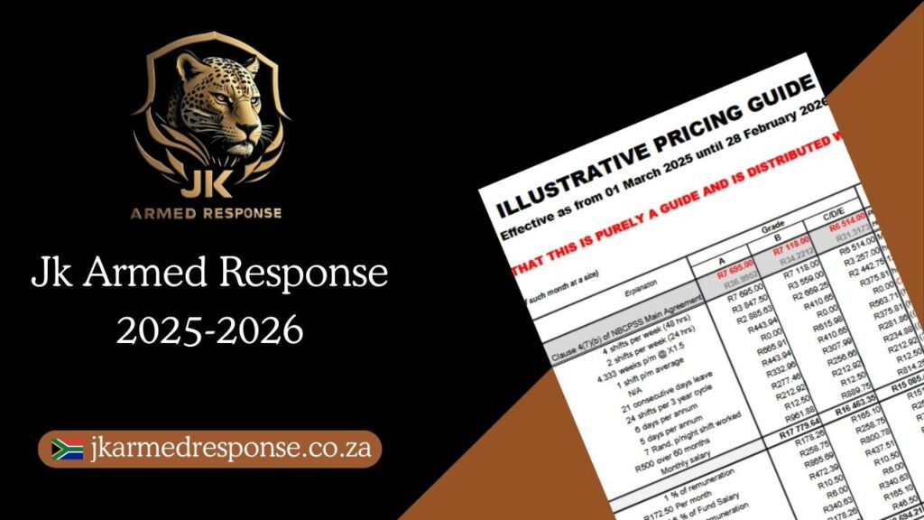JK Armed Response Rates: PSIRA Rate 2025 to 2026