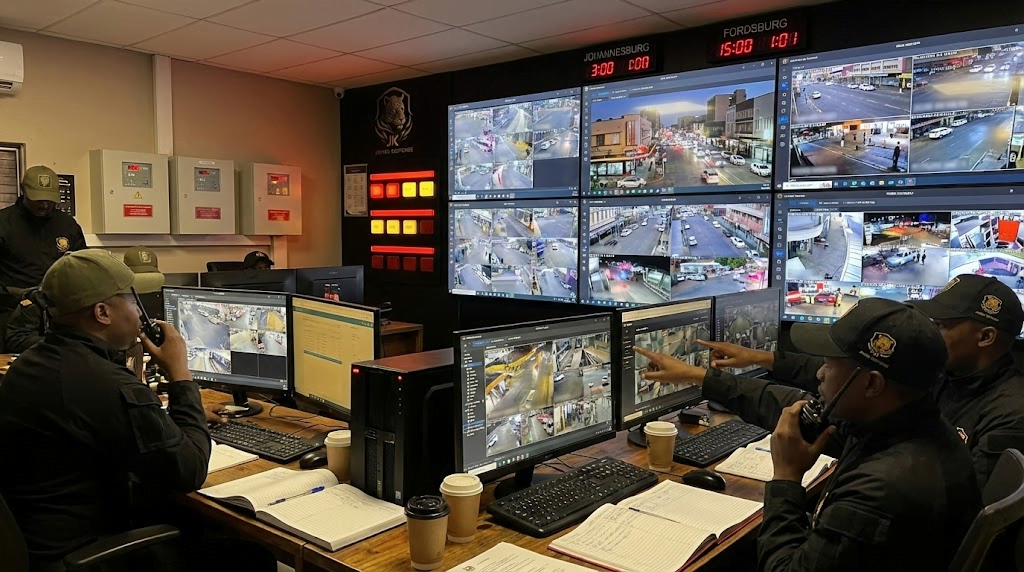 24/7 Security Control Room monitoring alarms in Johannesburg and Fordsburg area.