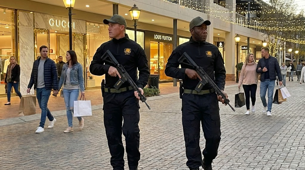 country club plaza armed security patrol by jk armed response officers in south african retail precinct