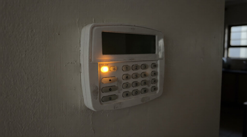 Alarm keypad showing low battery trouble light due to load shedding - JK Armed Response