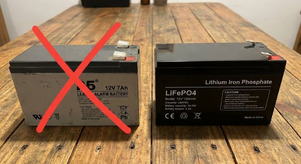 Comparison of lead-acid vs lithium alarm batteries for load shedding security.